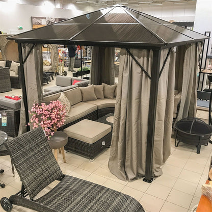 Garden Canopy Weybridge | size: Length: 300cm, Width: 300cm, Height: 263cm | color: Brown/Beige | image: 5 | variant: 1000702