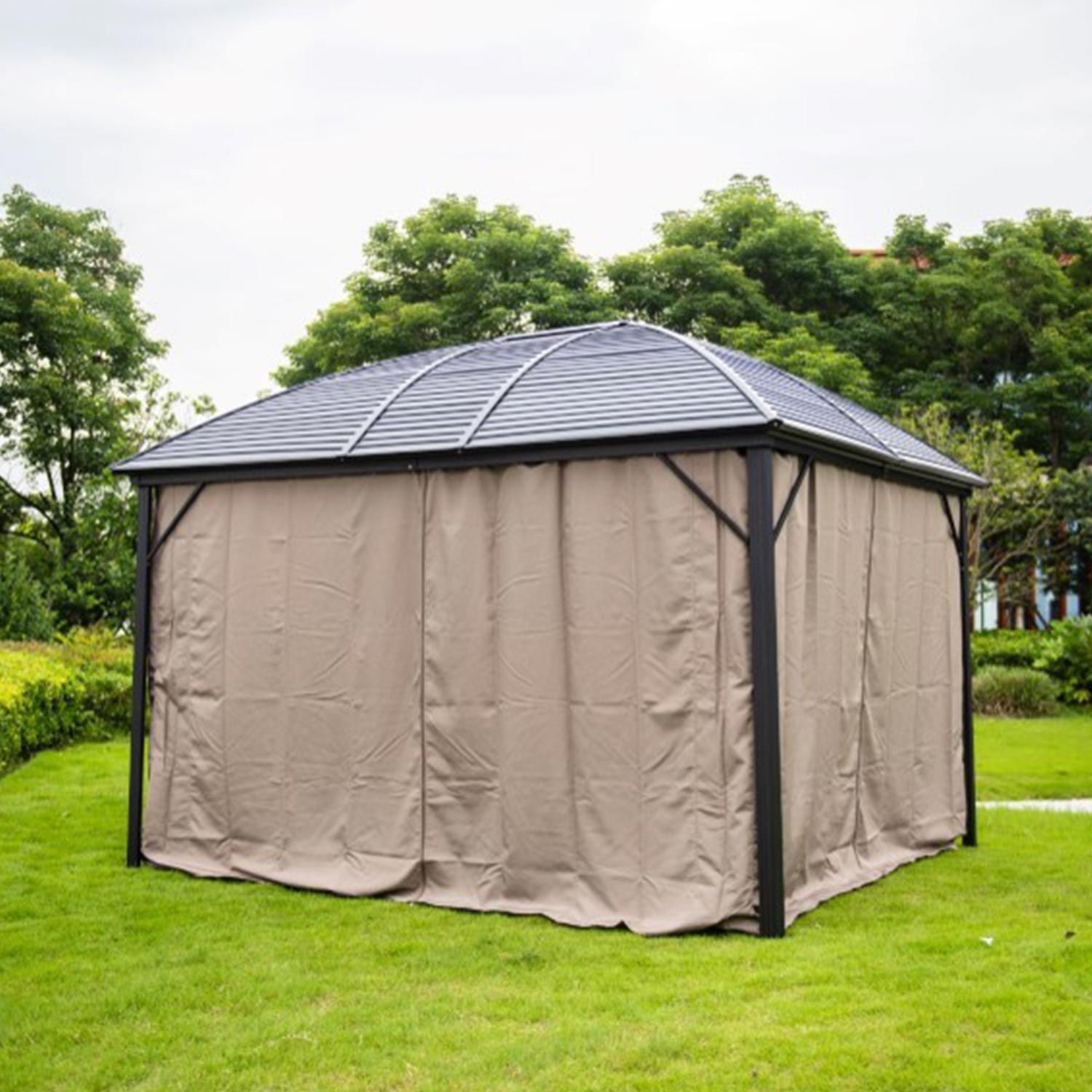Garden Canopy Weybridge | size: Length: 300cm, Width: 360cm, Height: 263cm | color: Brown/Beige | image: 1 | variant: 1005887