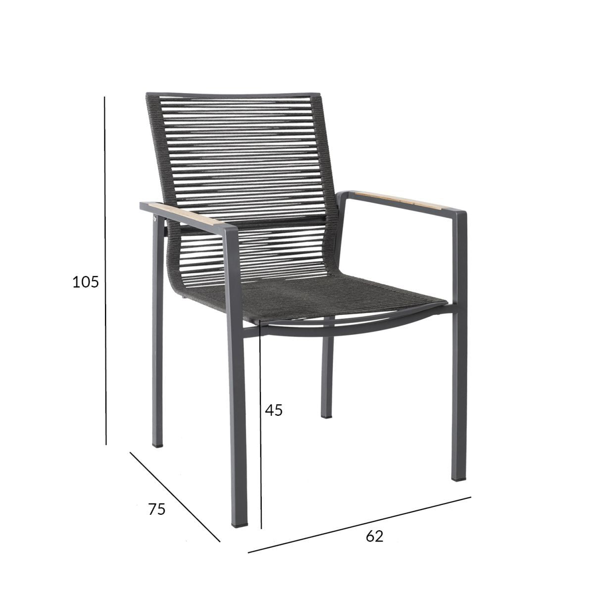 Garden Chair East Whitby | size: Width: 62cm, Height: 105cm | color: Gray | image: 2 | variant: 1005182