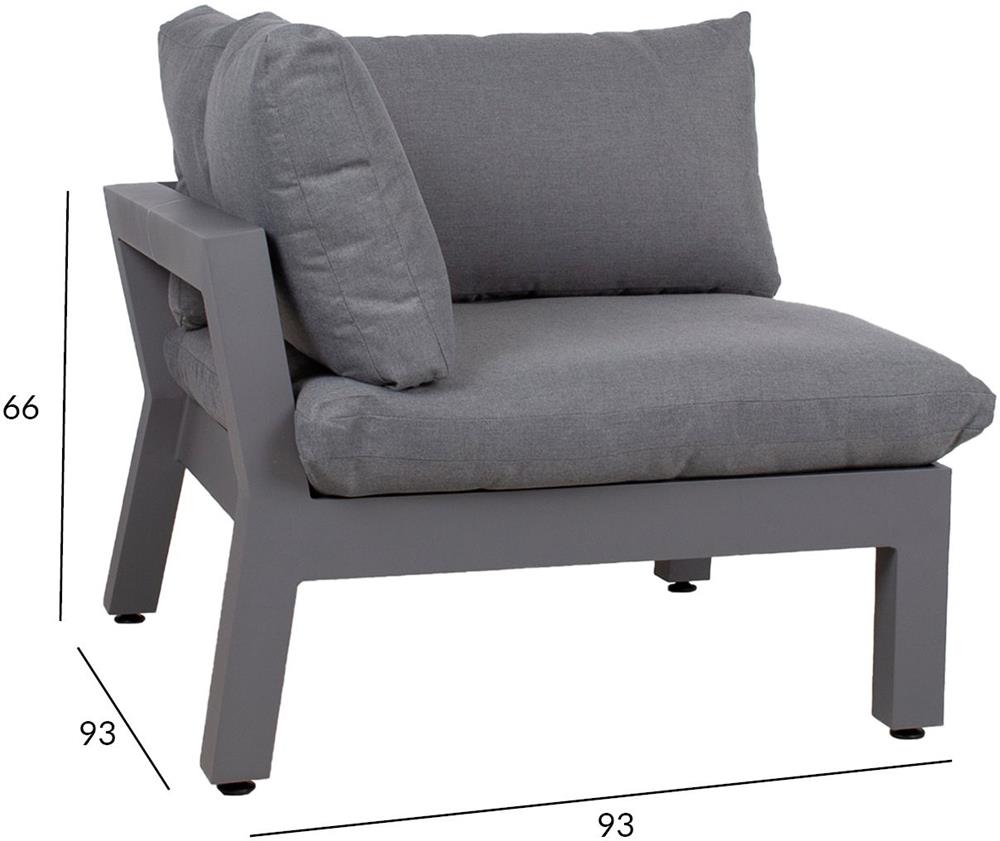 Garden Modular Sofa East Slough | size: Width: 93cm, Height: 66cm, Depth: 83cm | color: Gray | image: 4 | variant: 1006245