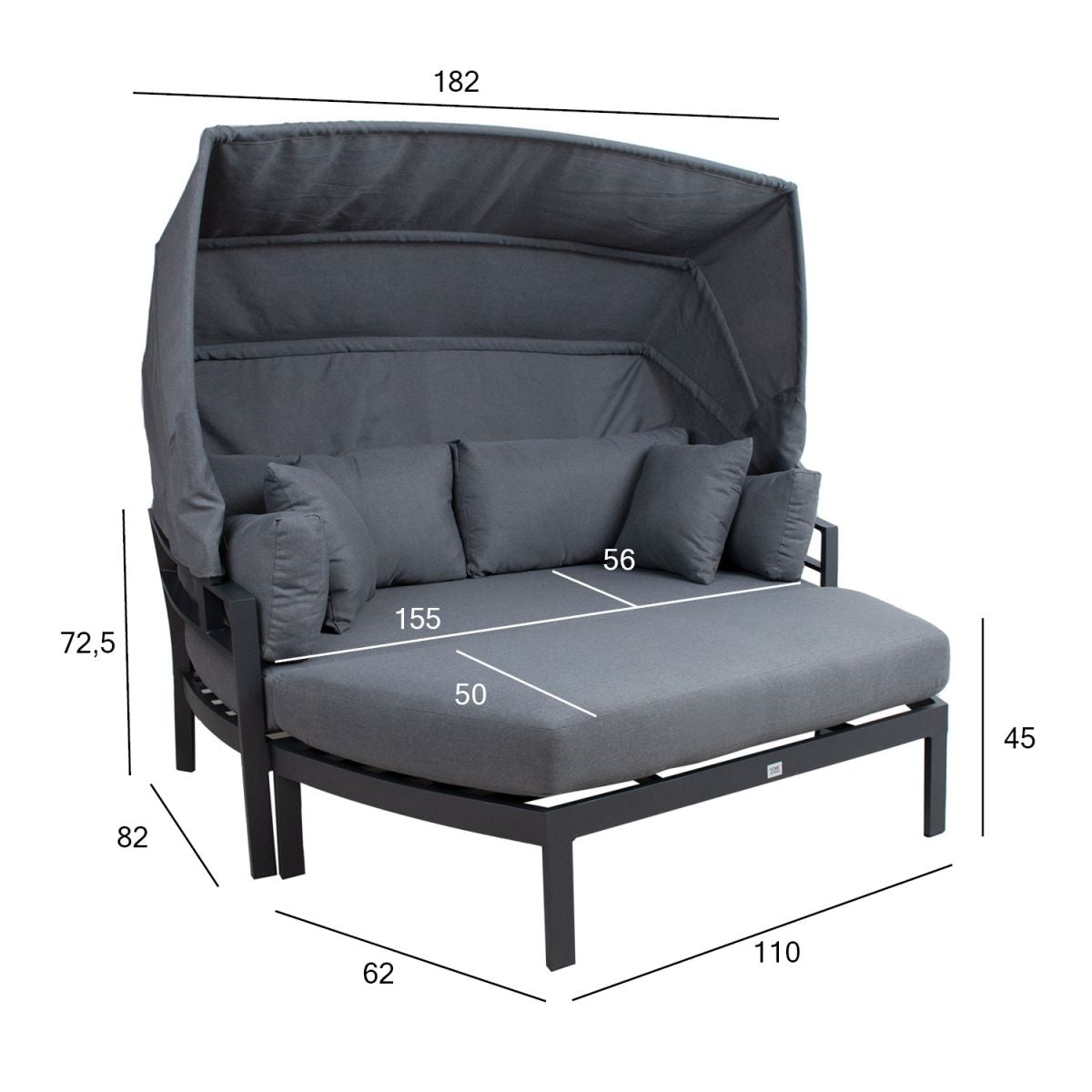 Garden Sofa East Peebles | size: Length: 182cm, Height: 72.5cm, Depth: 82cm | color: Gray | image: 2 | variant: 1005591