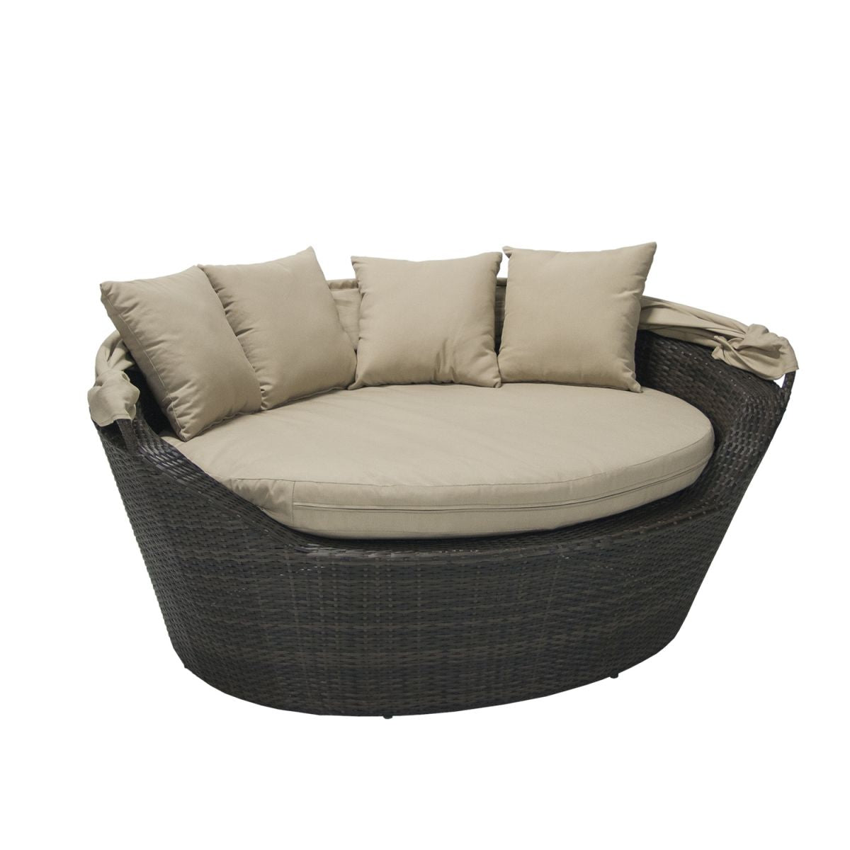 Garden Sofa Long Eaton | size: Length: 160cm, Height: 70cm, Depth: 130cm | color: Brown | image: 2 | variant: 1005217
