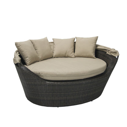 Garden Sofa Long Eaton | size: Length: 160cm, Height: 70cm, Depth: 130cm | color: Brown | image: 2 | variant: 1005217