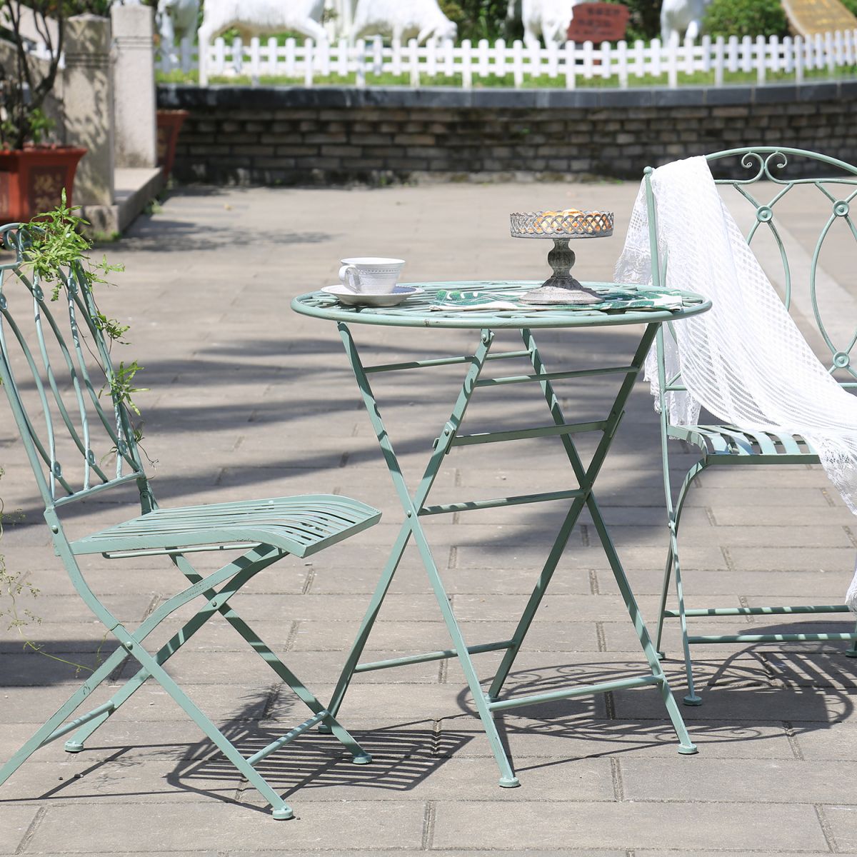Garden Table East Salisbury | size: Height: 75cm, Diameter: 70cm | color: Green | image: 8 | variant: 1005623