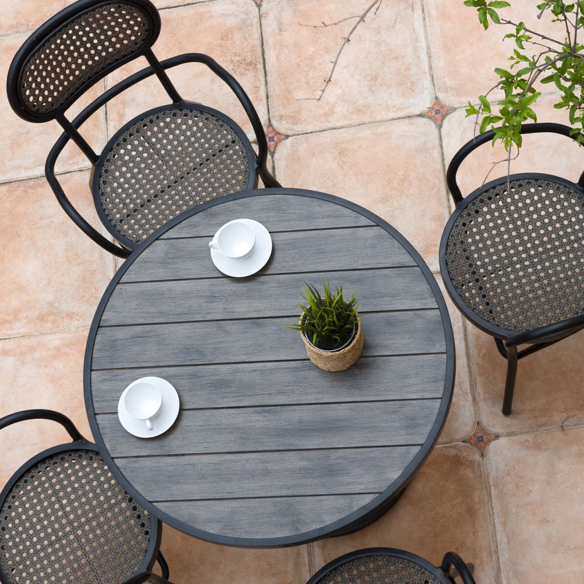 Garden Table East Wells | size: Length: 90cm, Width: 74cm, Height: 74cm, Diameter: 90cm | color: Gray | image: 4 | variant: 1005360