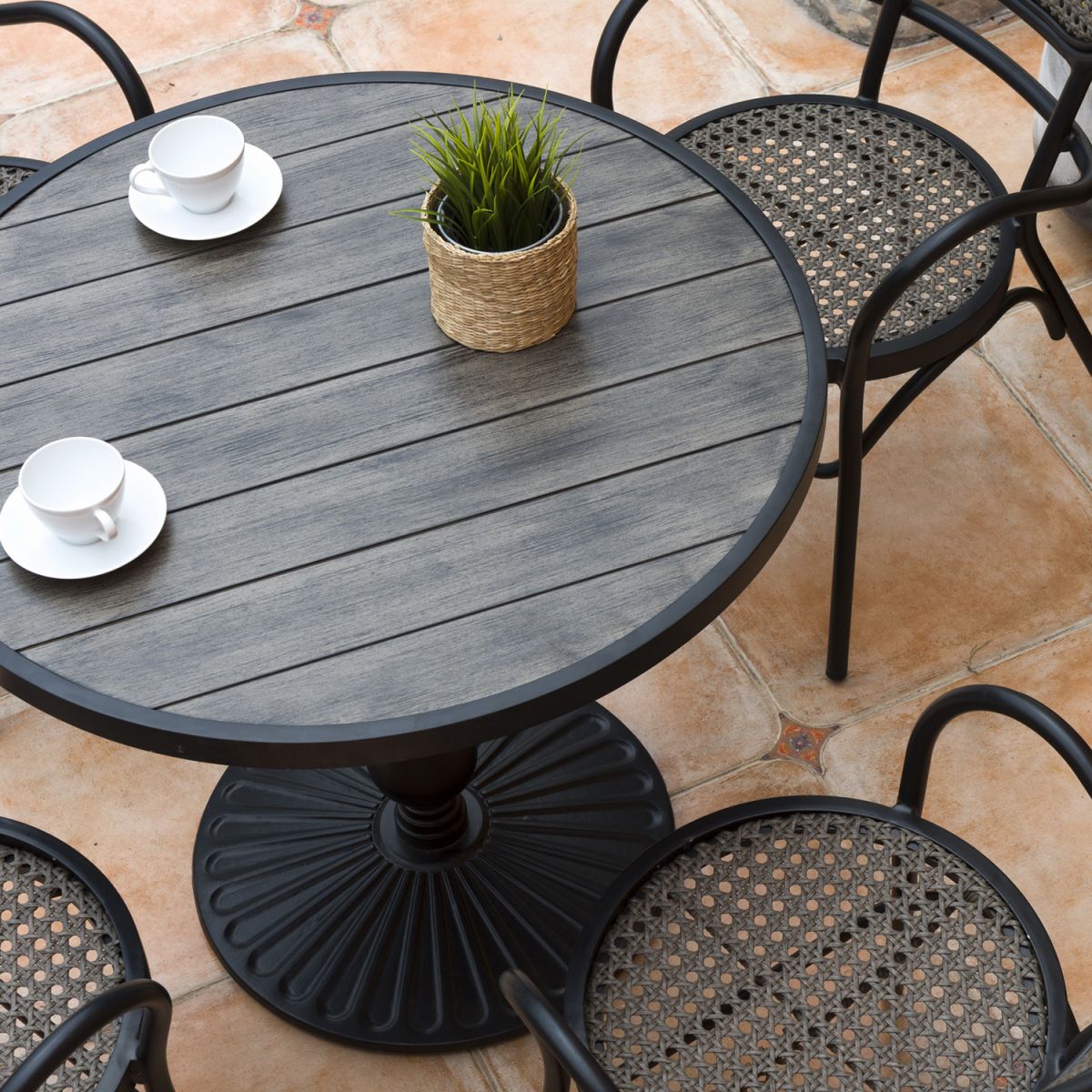 Garden Table East Wells | size: Length: 90cm, Width: 74cm, Height: 74cm, Diameter: 90cm | color: Gray | image: 5 | variant: 1005360