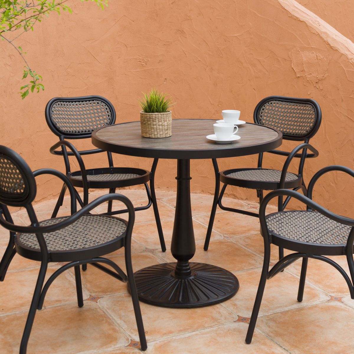 Garden Table East Wells | size: Length: 90cm, Width: 74cm, Height: 74cm, Diameter: 90cm | color: Gray | image: 6 | variant: 1005360