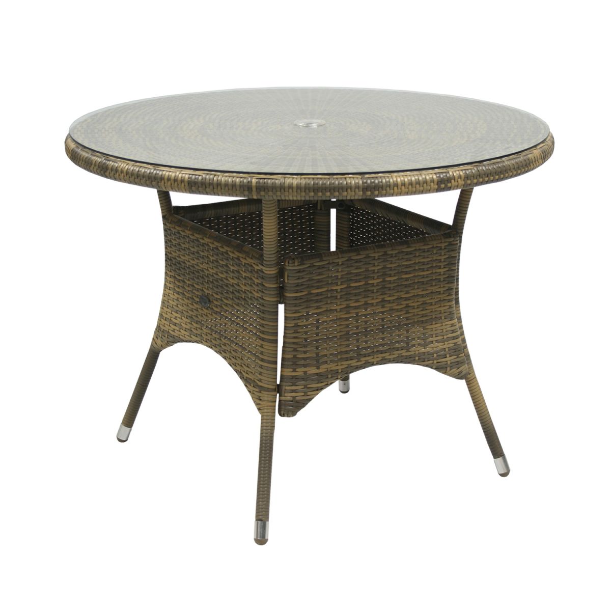 Garden Table Wicker | size: Length: 100cm, Width: 100cm, Height: 71cm, Diameter: 100cm | color: Gray | image: 1 | variant: 1002627