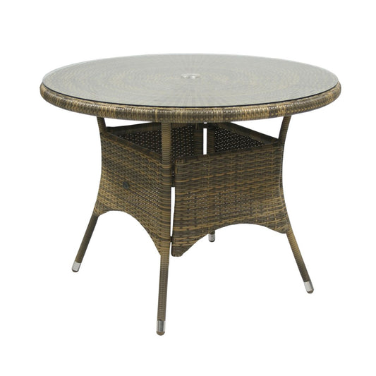 Garden Table Wicker | size: Length: 100cm, Width: 100cm, Height: 71cm, Diameter: 100cm | color: Gray | image: 1 | variant: 1002627