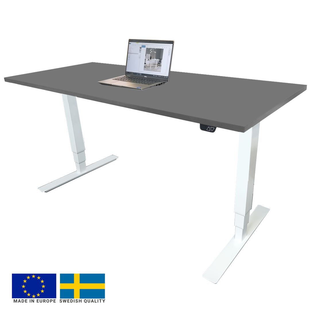 Height Adjustable Desk East Canterbury | size: Length: 70cm, Width: 120cm, Height: 129.1cm | color: Gray / White | image: 0 | variant: 1004647