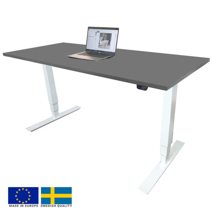 Height Adjustable Desk East Canterbury | size: Length: 70cm, Width: 120cm, Height: 129.1cm | color: Gray / White | image: 0 | variant: 1004647