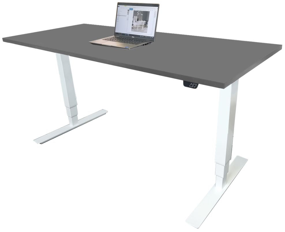 Height Adjustable Desk East Canterbury | size: Length: 70cm, Width: 120cm, Height: 129.1cm | color: Gray / White | image: 1 | variant: 1004647