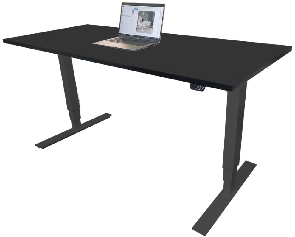 Height Adjustable Desk East Canterbury | size: Length: 70cm, Width: 140cm, Height: 129.1cm | color: Black / Black | image: 1 | variant: 1004662