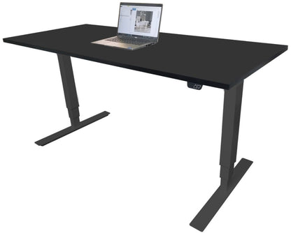 Height Adjustable Desk East Canterbury | size: Length: 70cm, Width: 140cm, Height: 129.1cm | color: Black / Black | image: 1 | variant: 1004662