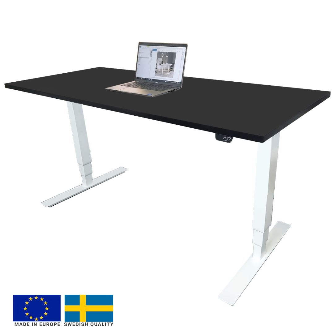 Height Adjustable Desk East Canterbury | size: Length: 70cm, Width: 140cm, Height: 129.1cm | color: Black / White | image: 0 | variant: 1004659
