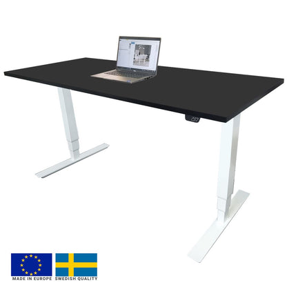 Height Adjustable Desk East Canterbury | size: Length: 70cm, Width: 140cm, Height: 129.1cm | color: Black / White | image: 0 | variant: 1004659