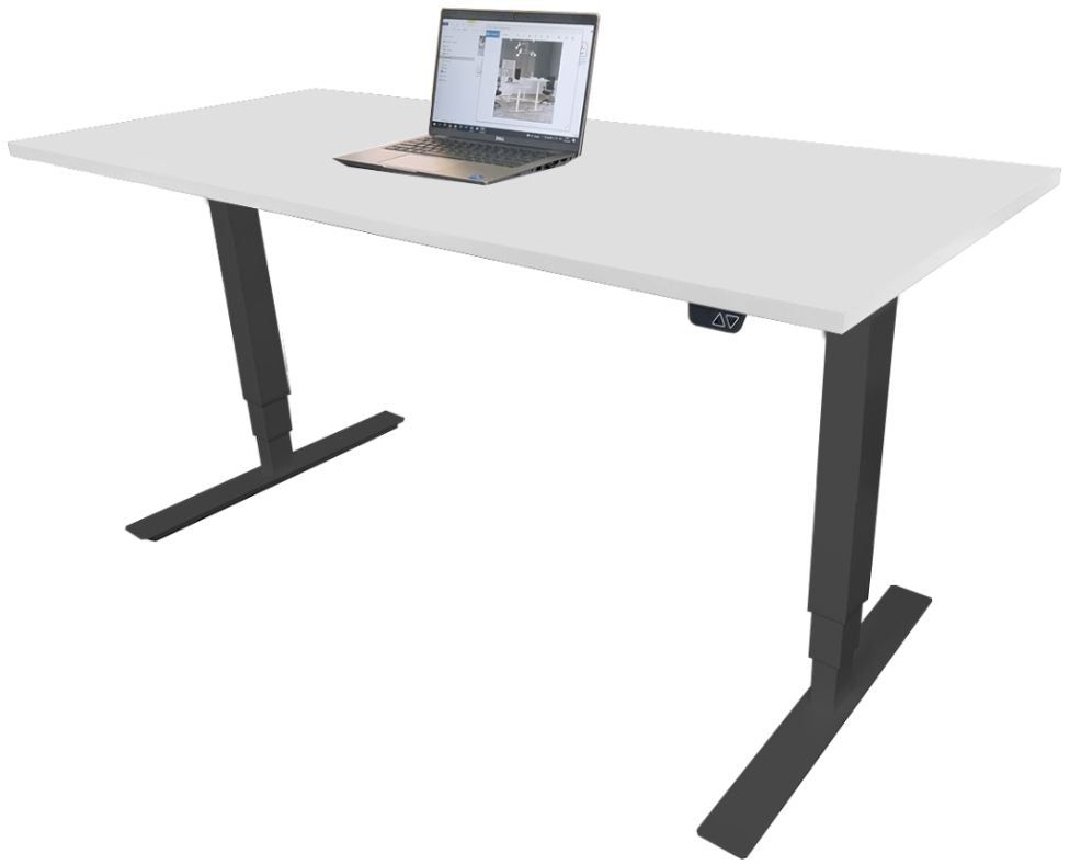 Height Adjustable Desk East Canterbury | size: Length: 70cm, Width: 160cm, Height: 129.1cm | color: White / Black | image: 1 | variant: 1004670