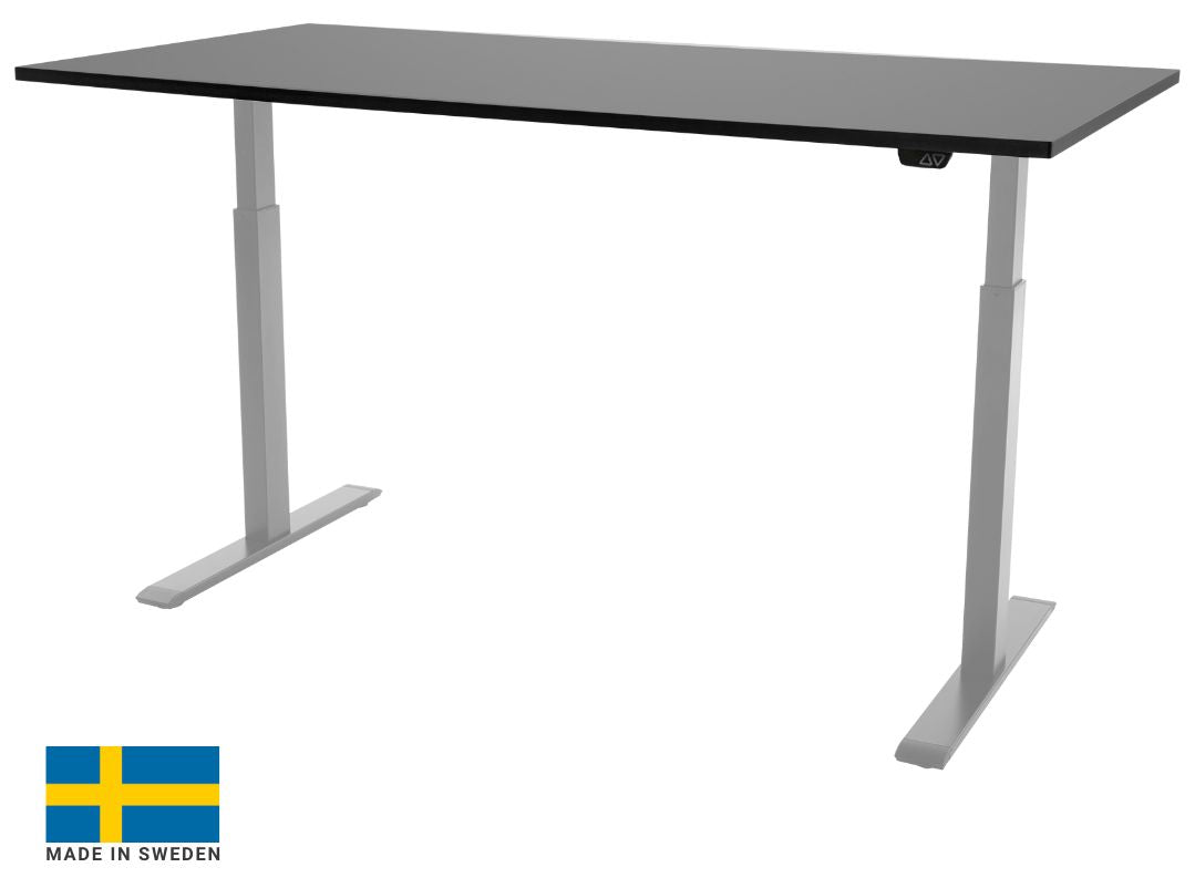 Height Adjustable Desk East Stratford | size: Length: 70cm, Width: 120cm, Height: 117.5cm | color: Black / Gray | image: 0 | variant: 1004715