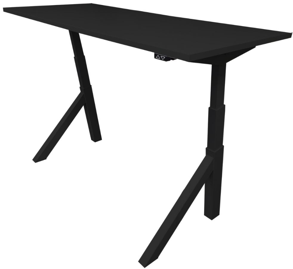 Height Adjustable Desk East Windsor | size: Length: 70cm, Width: 140cm, Height: 114.6cm | color: Black / Black | image: 1 | variant: 1004688