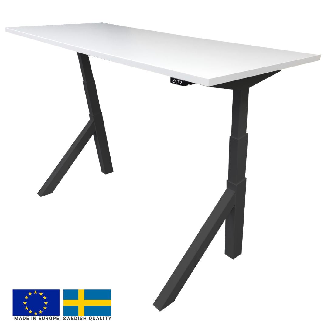Height Adjustable Desk East Windsor | size: Length: 70cm, Width: 140cm, Height: 114.6cm | color: White / Black | image: 0 | variant: 1004687