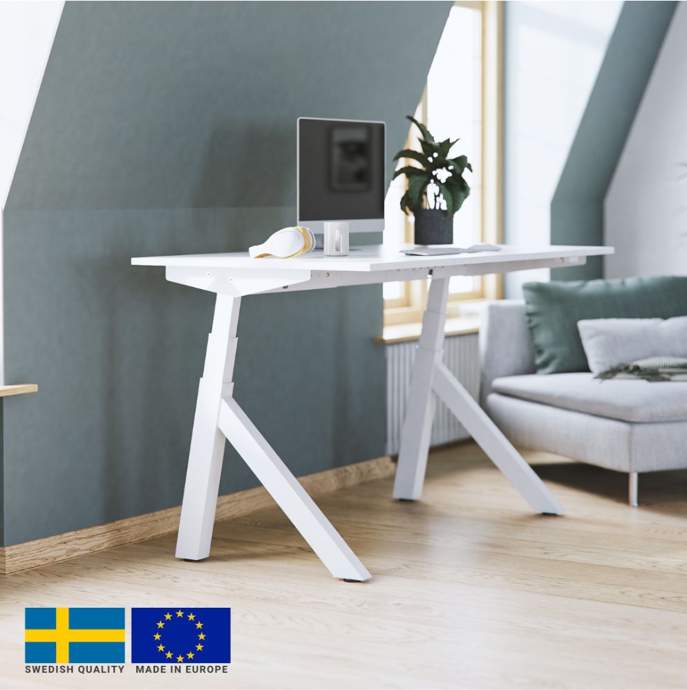 Height Adjustable Desk East Windsor | size: Length: 70cm, Width: 140cm, Height: 114.6cm | color: White / Black | image: 4 | variant: 1004687