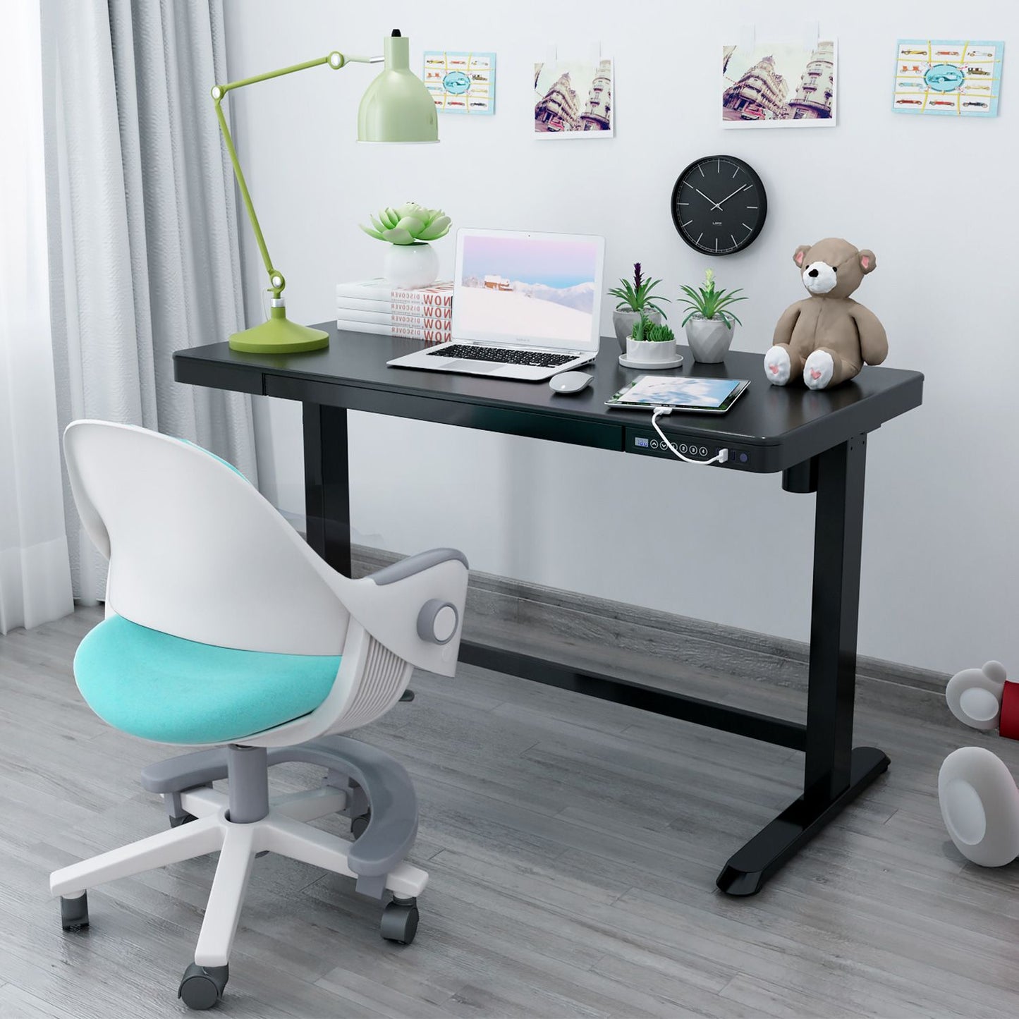Height Adjustable Desk Ergo 5 | size: Length: 60cm, Width: 120cm, Height: 121cm | color: Black / Black | image: 5 | variant: 1012122