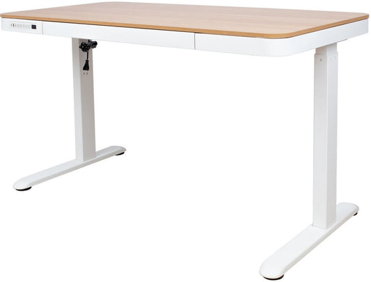 Height Adjustable Desk Ergo 9 | size: Length: 70cm, Width: 120cm, Height: 121cm | color: Oak / White | image: 0 | variant: 1012662