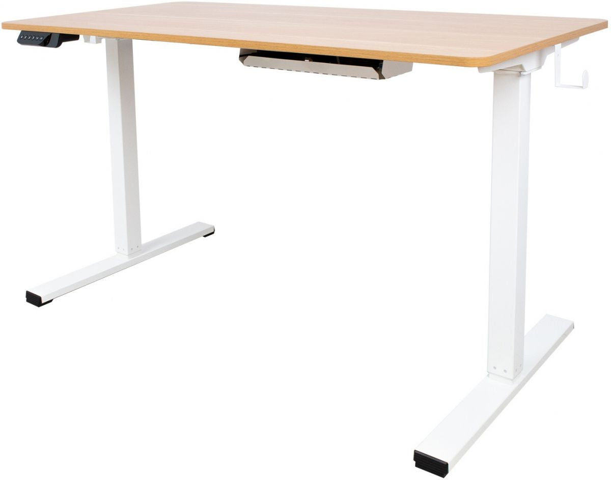 Height Adjustable Desk Ergo | size: Length: 60cm, Width: 120cm, Height: 121cm | color: Oak / White | image: 0 | variant: 1006246