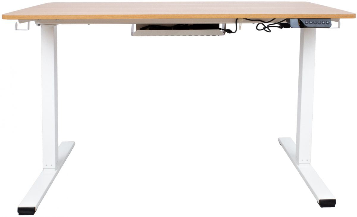 Height Adjustable Desk Ergo | size: Length: 60cm, Width: 120cm, Height: 121cm | color: Oak / White | image: 1 | variant: 1006246