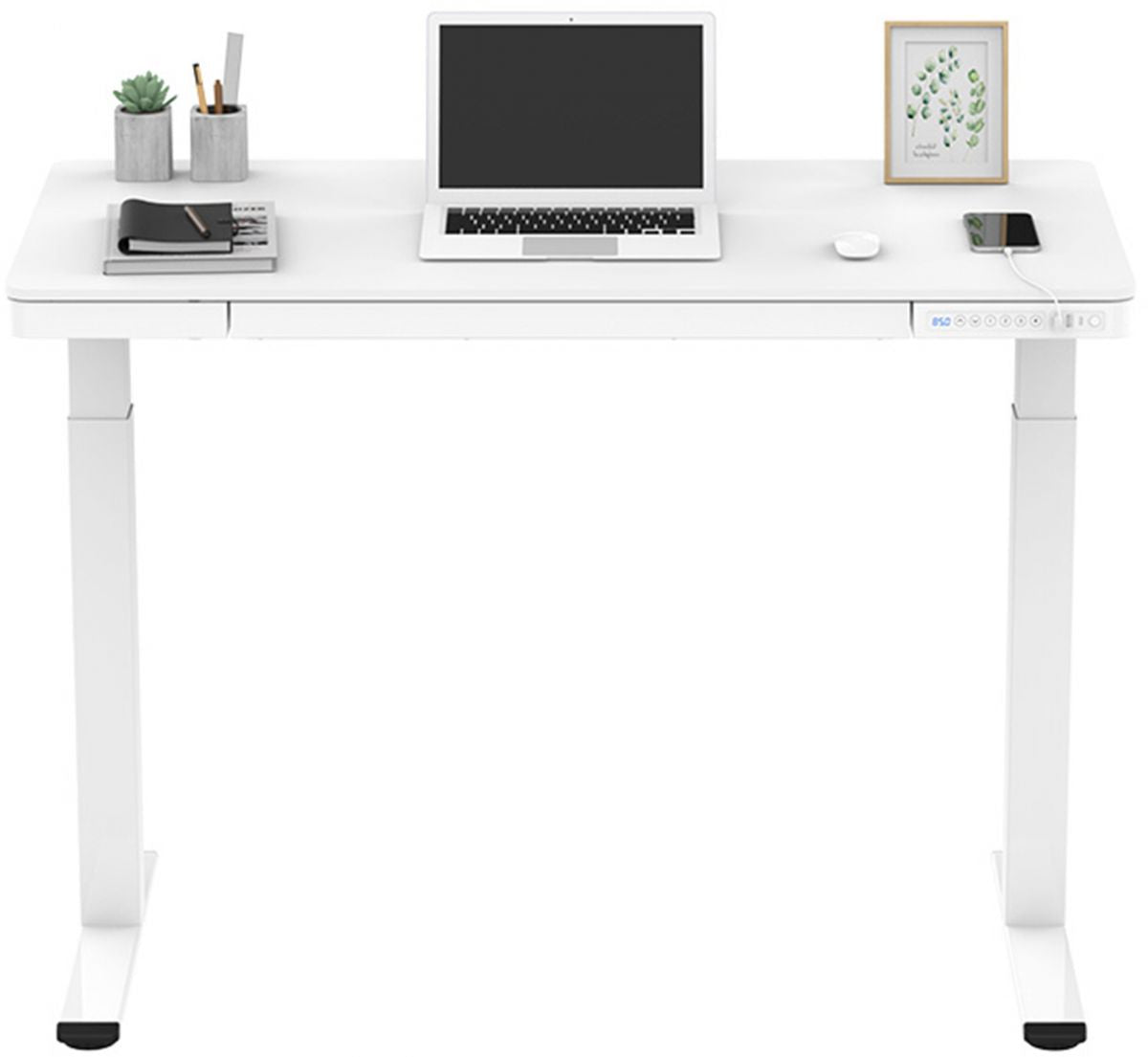 Height Adjustable Desk Ergo | size: Length: 60cm, Width: 120cm, Height: 121cm | color: White / White | image: 4 | variant: 1006245
