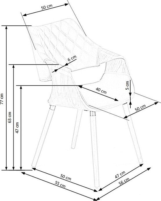 Kitchen Chair Bratislava | size: Width: 55cm, Height: 88cm, Depth: 55cm | color: Gray | image: 9 | variant: 1002264
