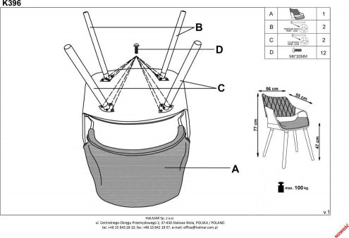 Kitchen Chair Brussels | size: Width: 56cm, Height: 77cm, Depth: 55cm | color: Gray | image: 9 | variant: 1002306