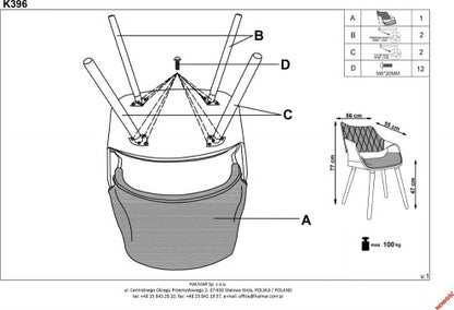 Kitchen Chair Brussels | size: Width: 56cm, Height: 77cm, Depth: 55cm | color: Gray | image: 9 | variant: 1002306