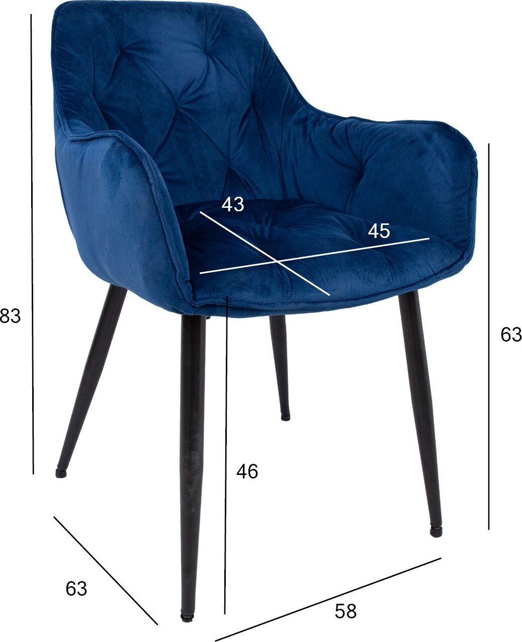 Kitchen Chair Burgess | size: Width: 58cm, Height: 83cm, Depth: 63cm | color: Blue | image: 7 | variant: 1000789