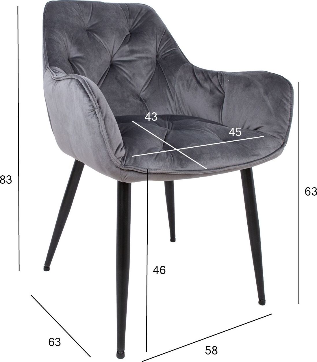 Kitchen Chair Burgess | size: Width: 58cm, Height: 83cm, Depth: 63cm | color: Gray | image: 7 | variant: 1000790
