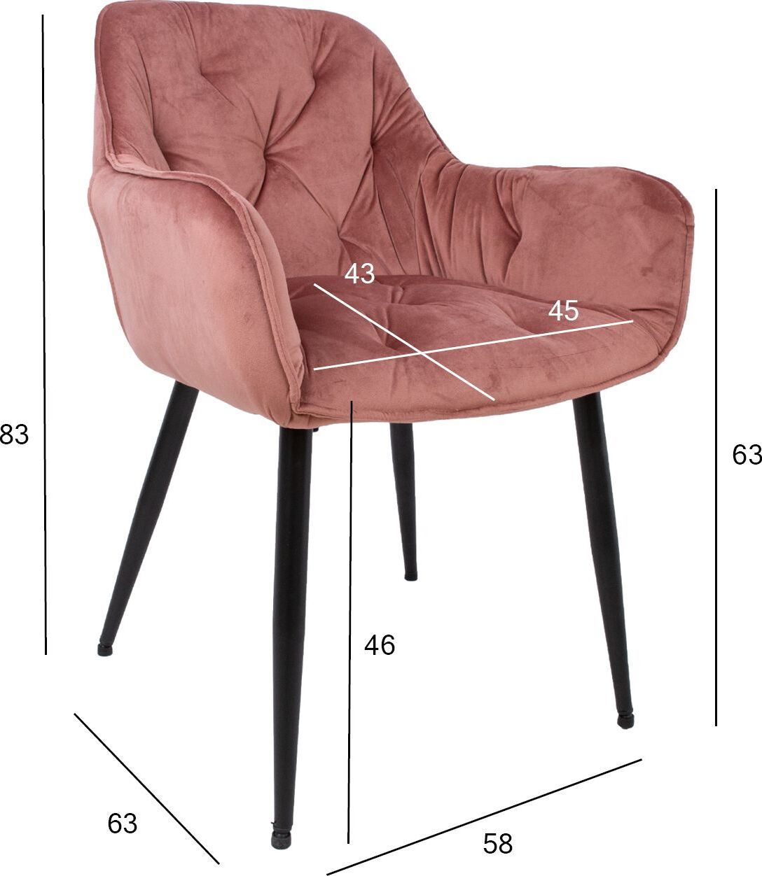 Kitchen Chair Burgess | size: Width: 58cm, Height: 83cm, Depth: 63cm | color: Pink | image: 7 | variant: 1000788