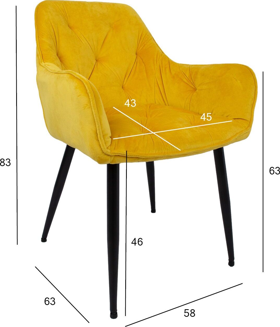 Kitchen Chair Burgess | size: Width: 58cm, Height: 83cm, Depth: 63cm | color: Yellow | image: 7 | variant: 1000787