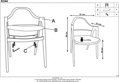 Kitchen Chair East Blackburn | size: Width: 51cm, Height: 82cm, Depth: 57cm | color: Beige | image: 3 | variant: 1007318