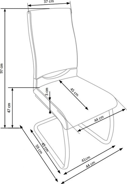 Kitchen Chair East Mansfield | size: Width: 44cm, Height: 97cm, Depth: 59cm | color: Gray | image: 3 | variant: 1006980