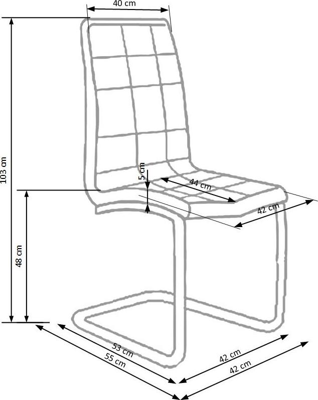 Kitchen Chair K147 | size: Width: 42cm, Height: 101cm, Depth: 55cm | color: Gray | image: 2 | variant: 1003050