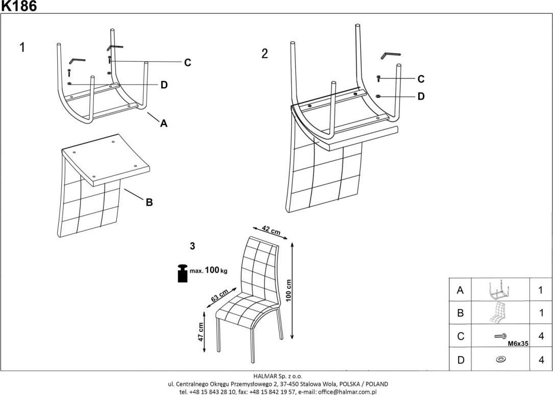 Kitchen Chair K186 | size: Width: 42cm, Height: 100cm, Depth: 63cm | color: Beige | image: 8 | variant: 1003054