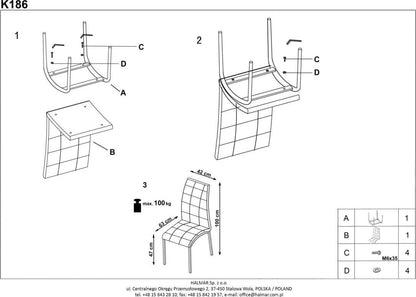 Kitchen Chair K186 | size: Width: 42cm, Height: 100cm, Depth: 63cm | color: Gray | image: 4 | variant: 1003056