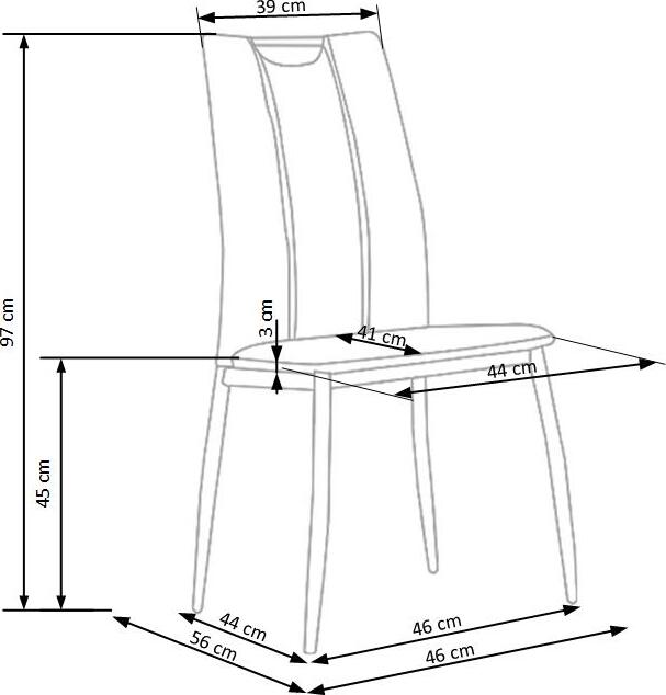 Kitchen Chair K187 | size: Width: 44cm, Height: 97cm, Depth: 41cm | color: Black | image: 8 | variant: 1003059