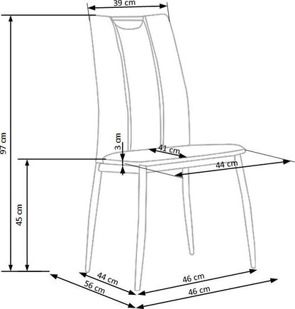 Kitchen Chair K187 | size: Width: 44cm, Height: 97cm, Depth: 41cm | color: Black | image: 8 | variant: 1003059
