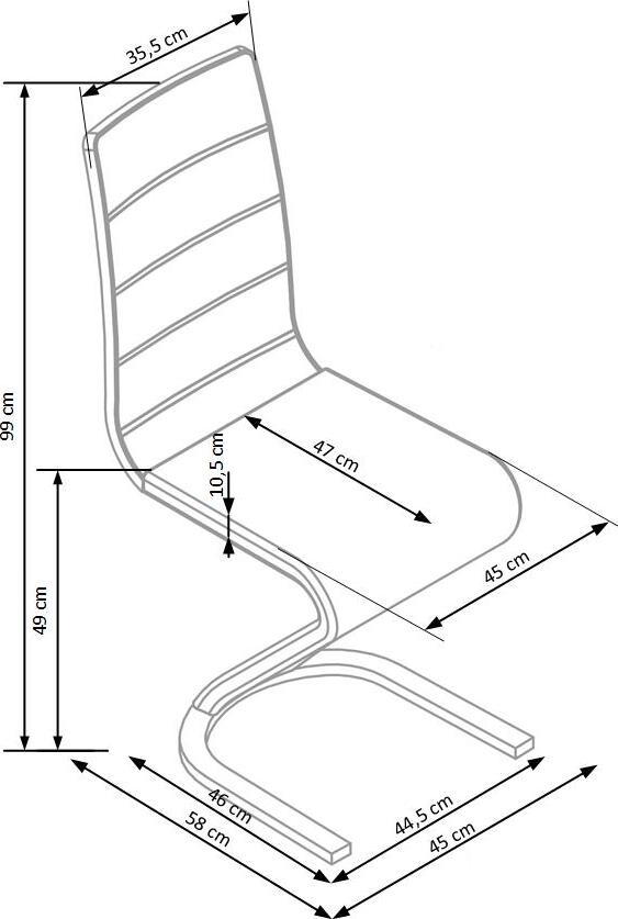 Kitchen Chair K194 | size: Width: 49cm, Height: 99cm, Depth: 58cm | color: Black | image: 5 | variant: 1011498