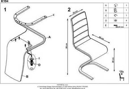 Kitchen Chair K194 | size: Width: 49cm, Height: 99cm, Depth: 58cm | color: Black | image: 6 | variant: 1011498