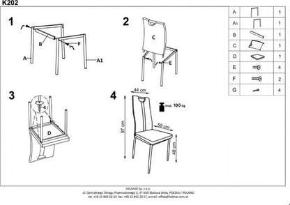 Kitchen Chair K202 | size: Width: 44cm, Height: 97cm, Depth: 59cm | color: Gray | image: 6 | variant: 1003069