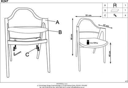 Kitchen Chair K247 | size: Width: 51cm, Height: 80cm, Depth: 57cm | color: White | image: 5 | variant: 1003098