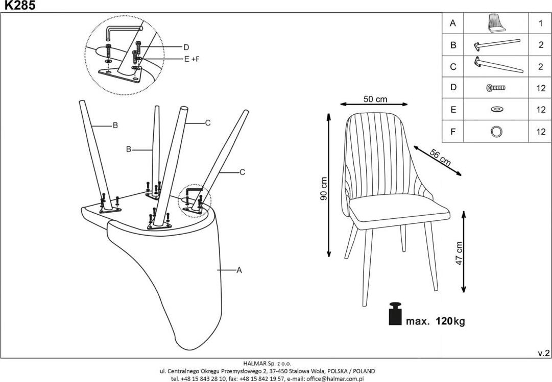 Kitchen Chair K285 | size: Width: 56cm, Height: 85cm, Depth: 49cm | color: Beige | image: 4 | variant: 1003107