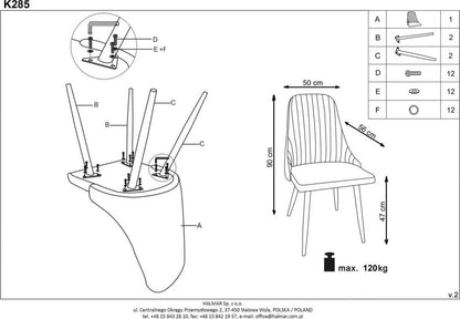 Kitchen Chair K285 | size: Width: 56cm, Height: 85cm, Depth: 49cm | color: Beige | image: 4 | variant: 1003107